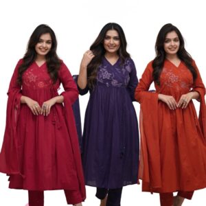 Floral Embroidered Anarkali Kurti for Women