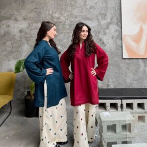 Women's Heart Print Palazzo Co-ord Set
