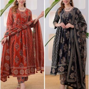 Women's Ethnic Printed Kurta Pant Dupatta Set