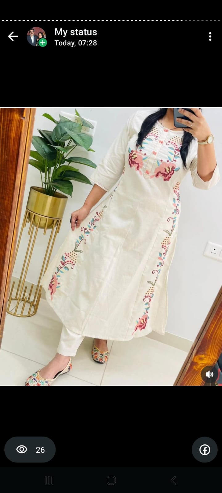 Women's Floral Embroidered Kurta Pant Set - Image 2